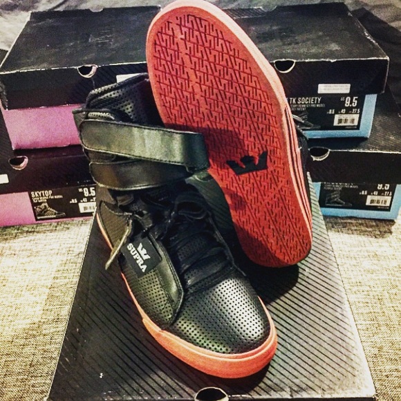 Supra TK's Men's Black and Red High-Top Sneakers - Picture 1 of 12